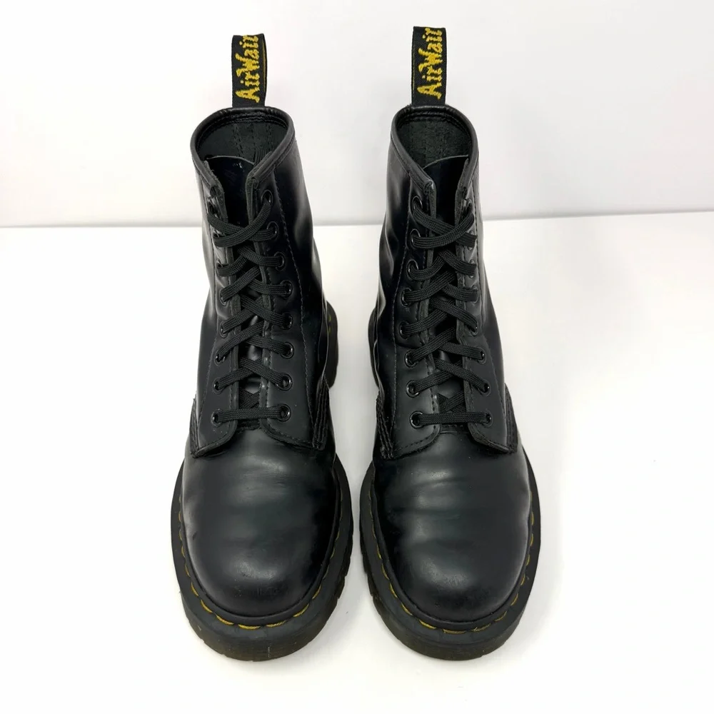 Dr. Doc Martens Women’s Bex 1460 Combat Boots Sz 7 Black Smooth Leather 25345 - Picture 3 of 10